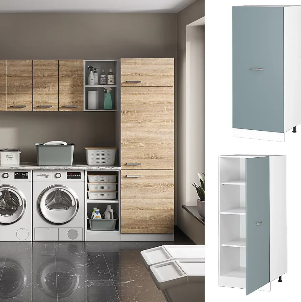 Vicco Armoire universelle Bleu-gris 60cm avec étagères ouvertes, et porte