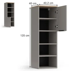 Vicco Armoire universelle Grège 40.2x120cm avec une porte