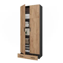 Vicco Armoire universelle Anthracite/chêne doré 80x201.2cm avec module de tiroir