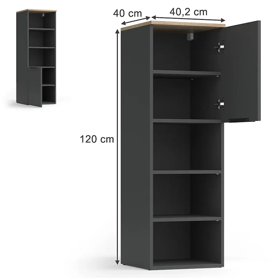 Vicco Armoire universelle Anthracite/Sonoma 40.2x120cm avec une porte