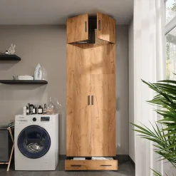 Vicco Armoire universelle Anthracite/chêne doré 80x241.2cm avec dessus darmoire et module de tiroirs