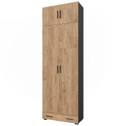 Vicco Armoire universelle Anthracite/chêne doré 80x241.2cm avec dessus darmoire et module de tiroirs