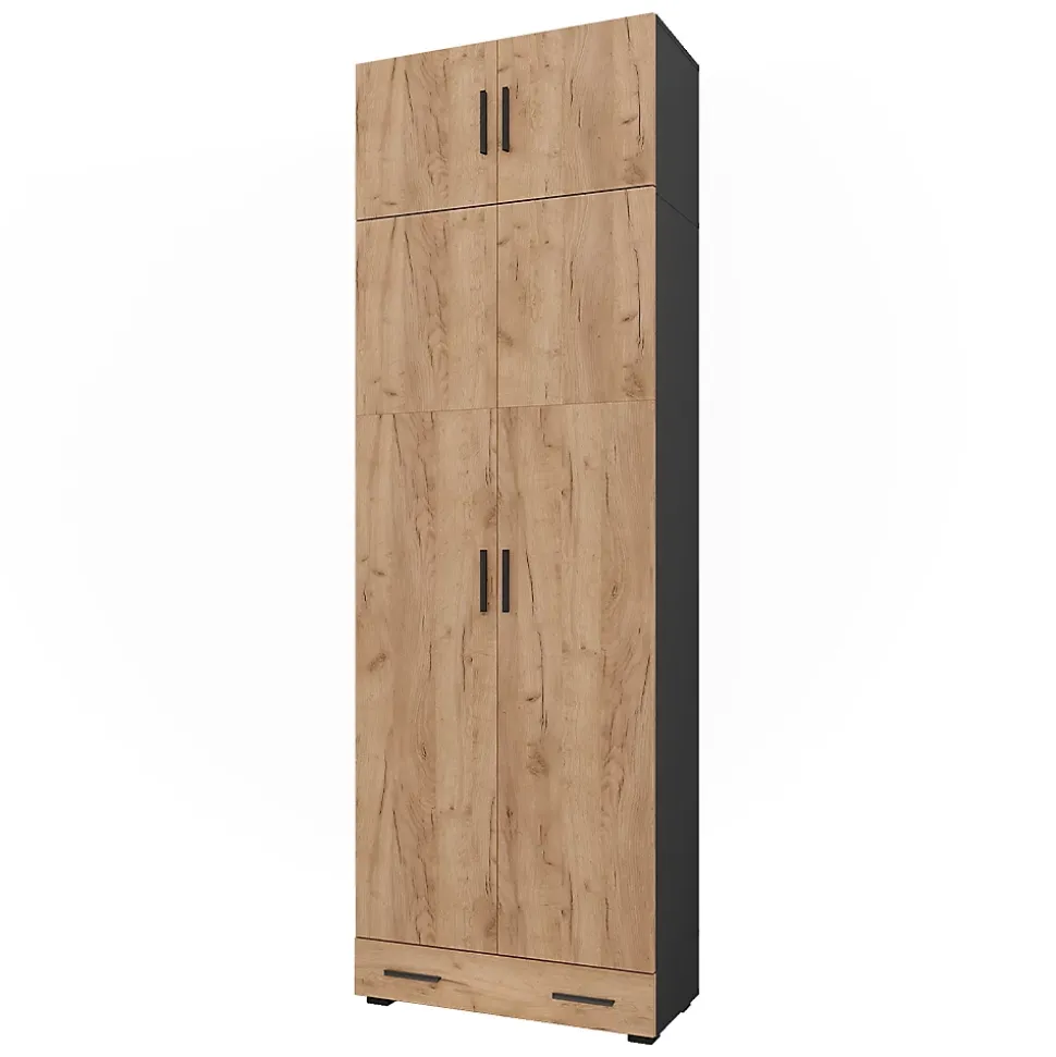 Vicco Armoire universelle Anthracite/chêne doré 80x241.2cm avec dessus darmoire et module de tiroirs