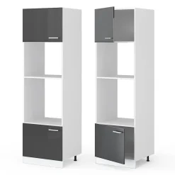 Vicco Armoire universelle Anthracite Haute brillance 60cm avec étagères ouvertes, et portes