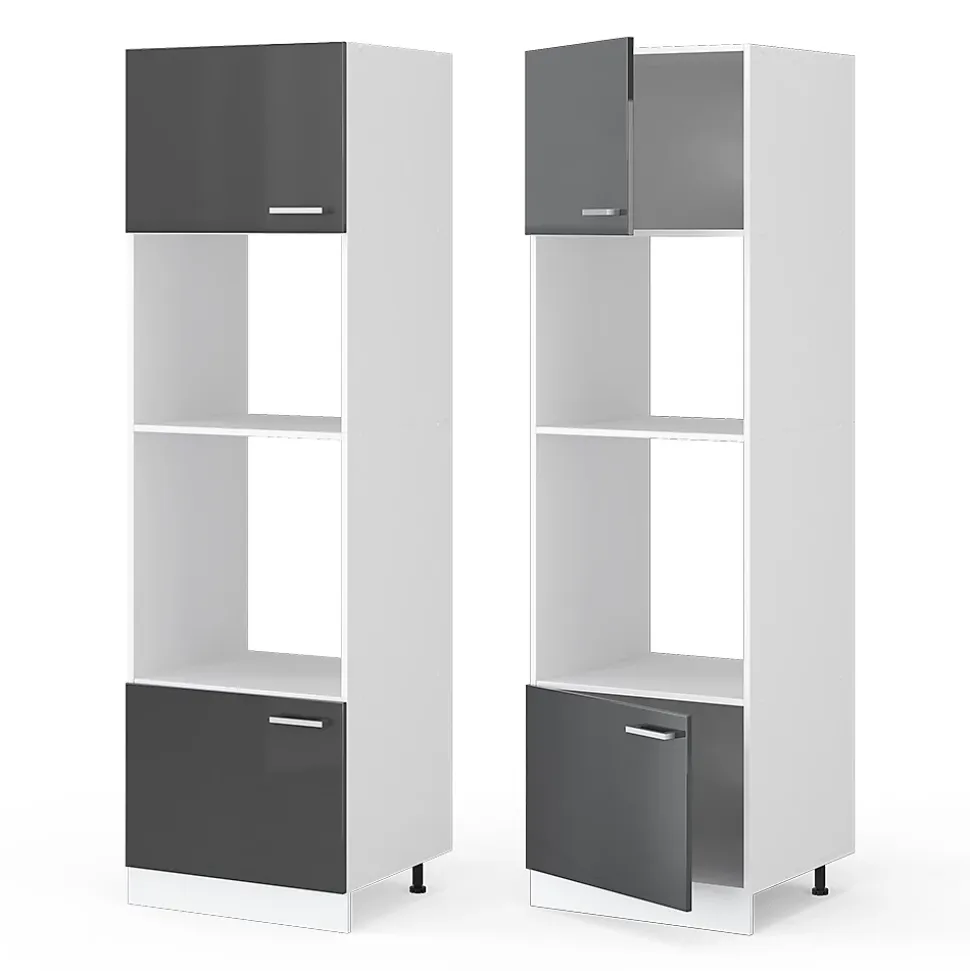 Vicco Armoire universelle Anthracite Haute brillance 60cm avec étagères ouvertes, et portes