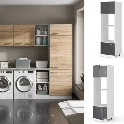 Vicco Armoire universelle Anthracite Haute brillance 60cm avec étagères ouvertes, et portes