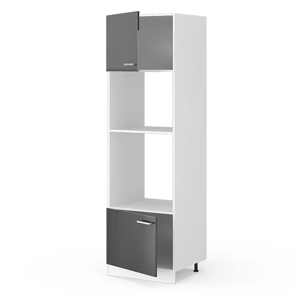 Vicco Armoire universelle Anthracite Haute brillance 60cm avec étagères ouvertes, et portes