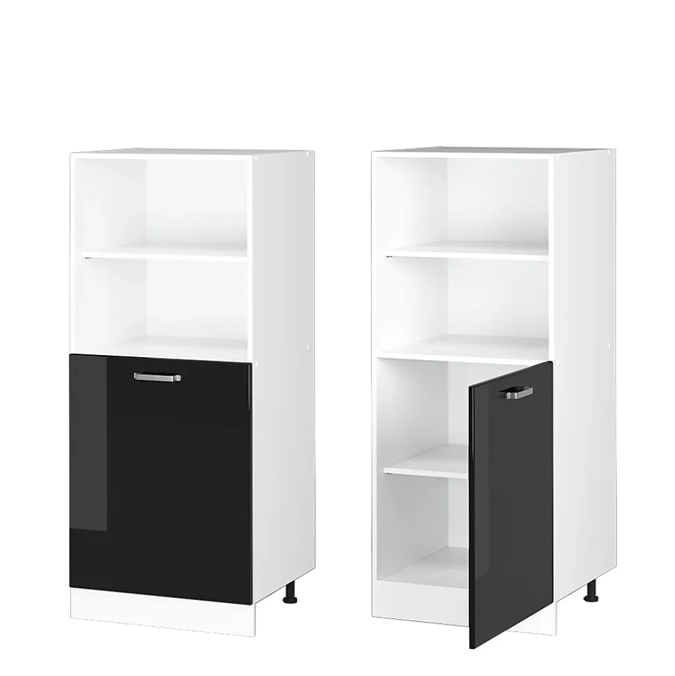 Vicco Armoire universelle Noir Haute brillance 60cm avec étagères ouvertes, et porte