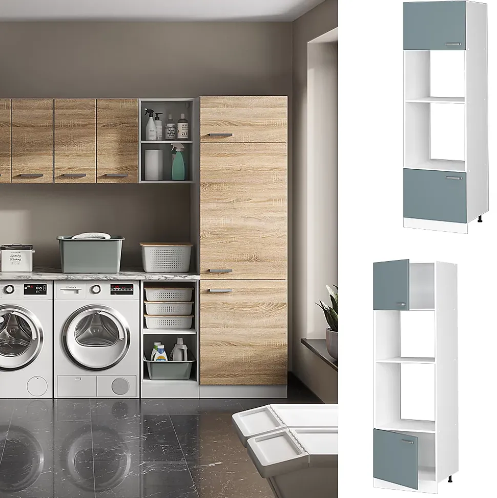 Vicco Armoire universelle Bleu-gris 60cm avec étagères ouvertes, et portes