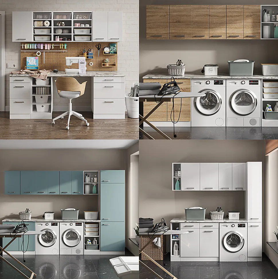 Vicco Armoire universelle Bleu-gris 60cm avec étagères ouvertes, et portes