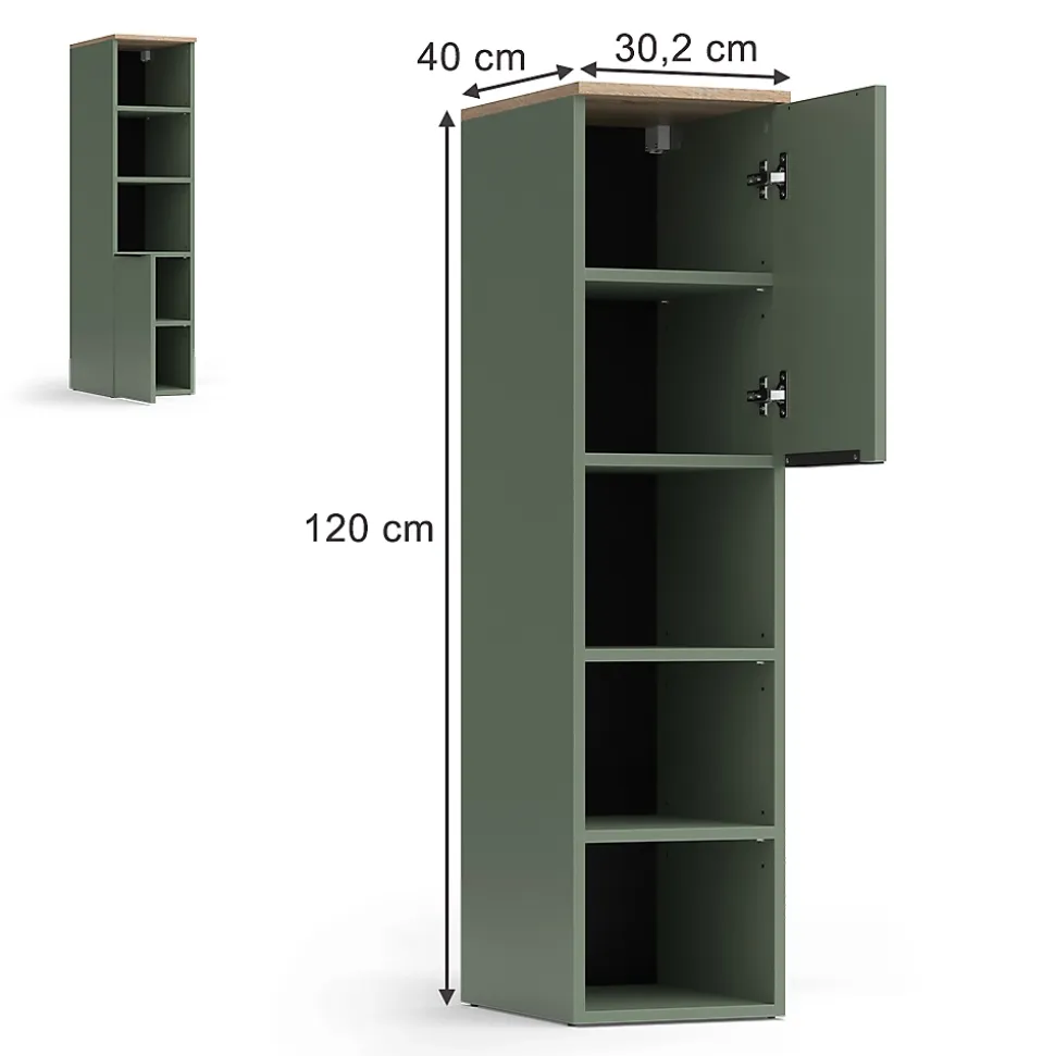 Vicco Armoire universelle Vert 30.2x120cm avec une porte