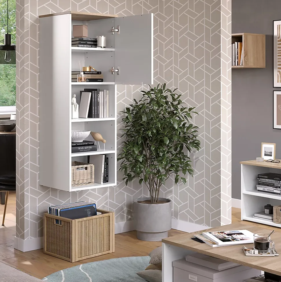Vicco Armoire universelle Blanc/Sonoma 40.2x120cm avec une porte