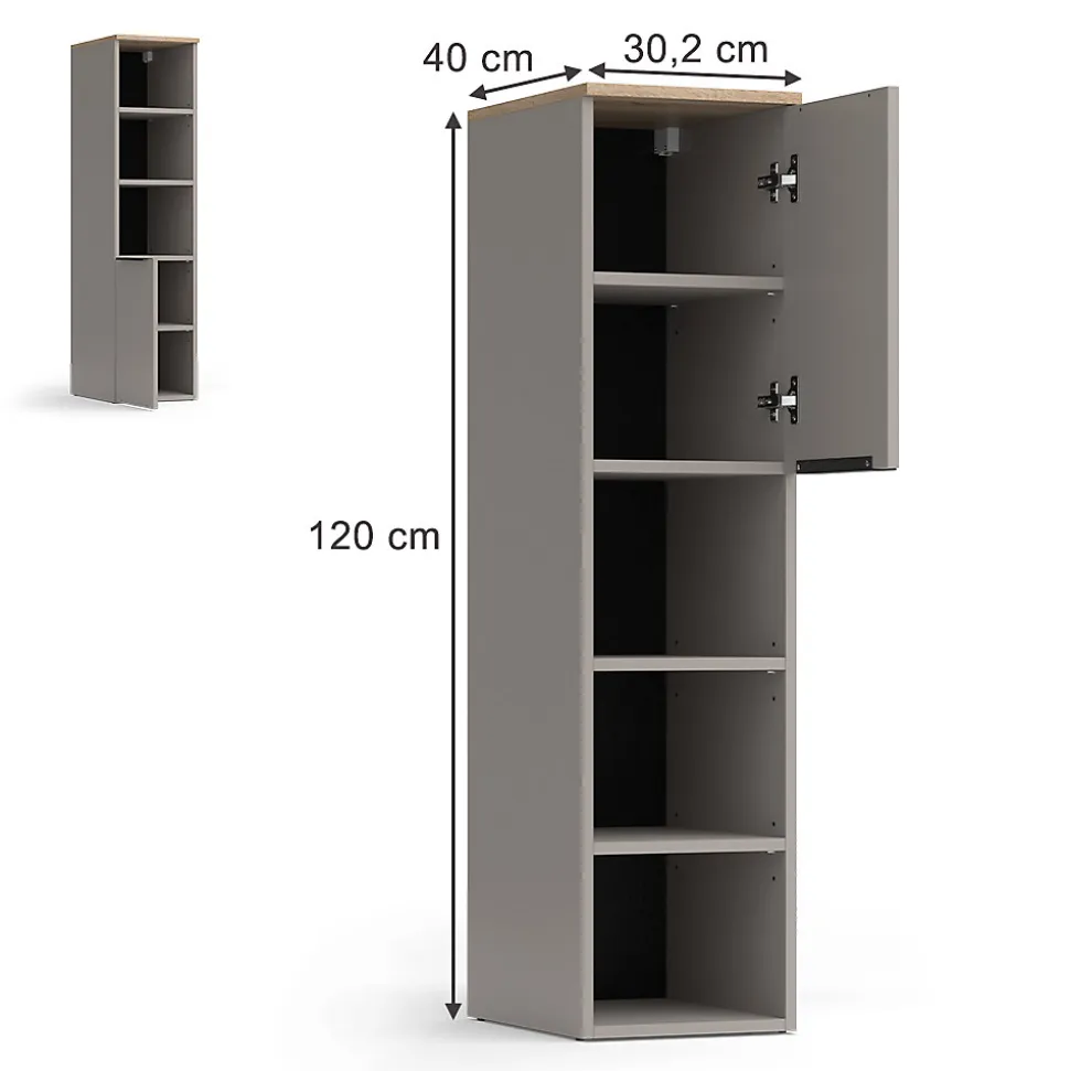 Vicco Armoire universelle Grège 30.2x120cm avec une porte
