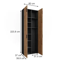 Vicco Armoire universelle Anthracite/chêne doré 80x223.8cm avec fixation darmoire