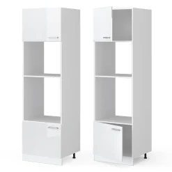 Vicco Armoire universelle Blanc Haute brillance 60cm avec étagères ouvertes, et portes