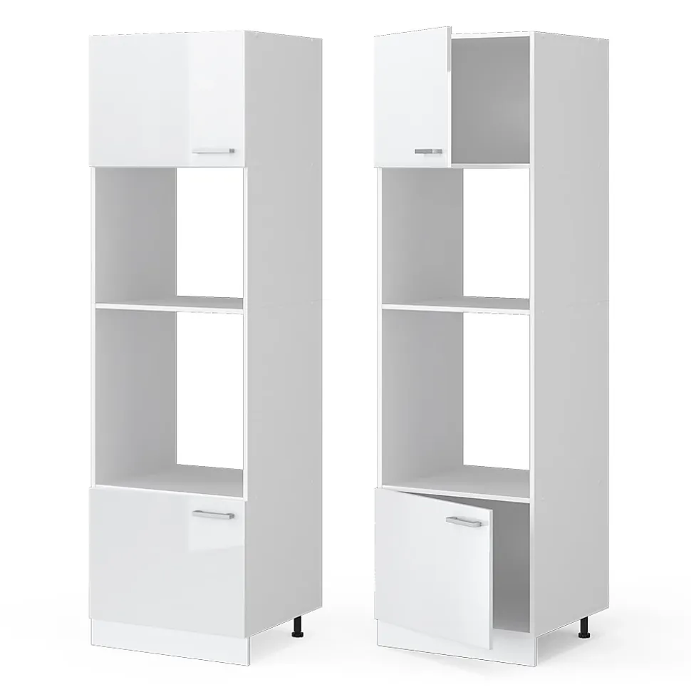 Vicco Armoire universelle Blanc Haute brillance 60cm avec étagères ouvertes, et portes