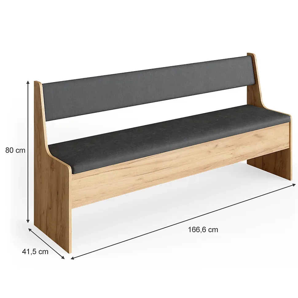Vicco Banc dangle Chêne de force doré 166.6x41.5cm
