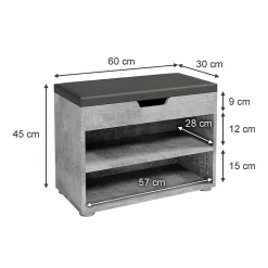 Vicco Banc pour chaussures Béton 60x45cm