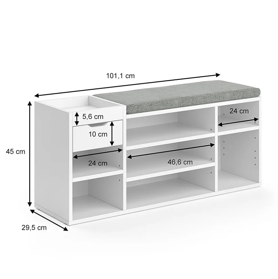Vicco Banc pour chaussures Blanc 101.1x45cm