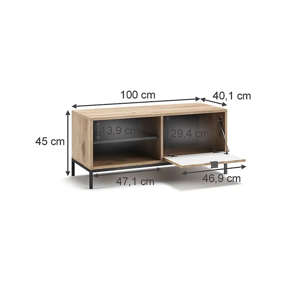 Vicco Banc pour chaussures Chêne Viking 100x45cm avec porte pliante
