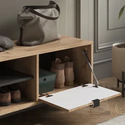 Vicco Banc pour chaussures Chêne Viking 100x45cm avec porte pliante
