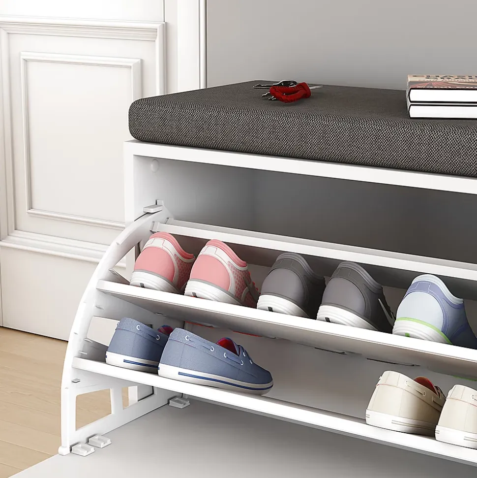 Vicco Banc pour chaussures Blanc 60x49.5cm avec support