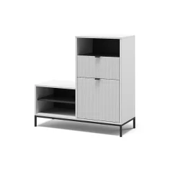 Vicco Banc pour chaussures Blanc 100x98.5cm avec porte et tiroir