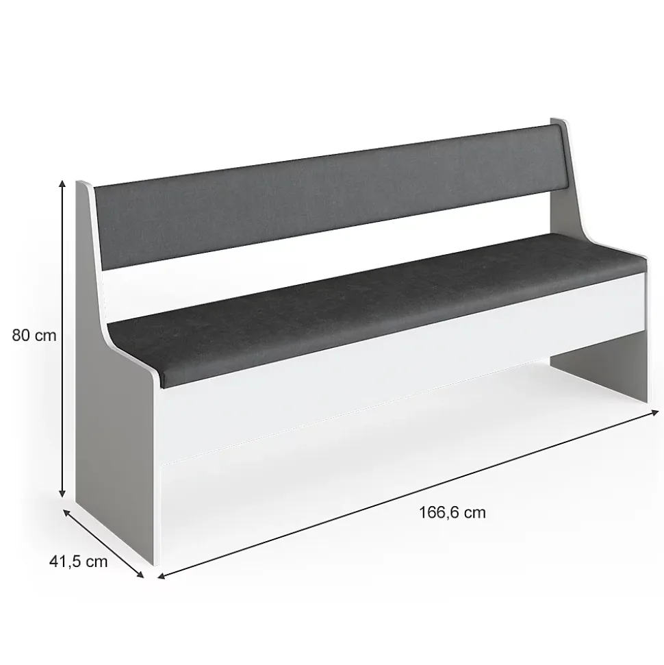 Vicco Banquette dangle salle à manger Blanc 41.5x166.6cm