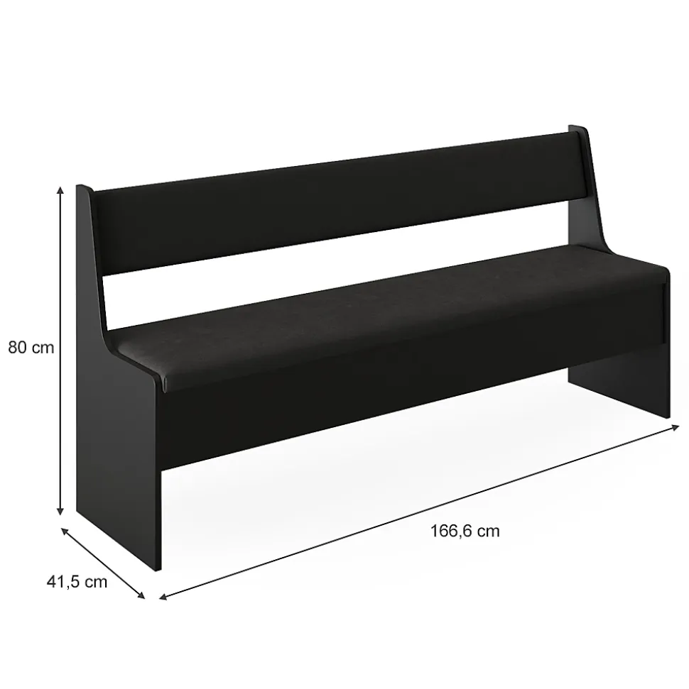 Vicco Banquette dangle salle à manger Noir 41.5x166.6cm