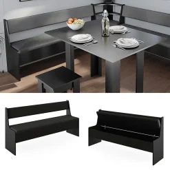 Vicco Banquette dangle salle à manger Noir 41.5x166.6cm