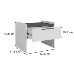 Vicco Banquette de salle à manger blanc/anthracite 53.5x41.1cm avec 1 tiroir