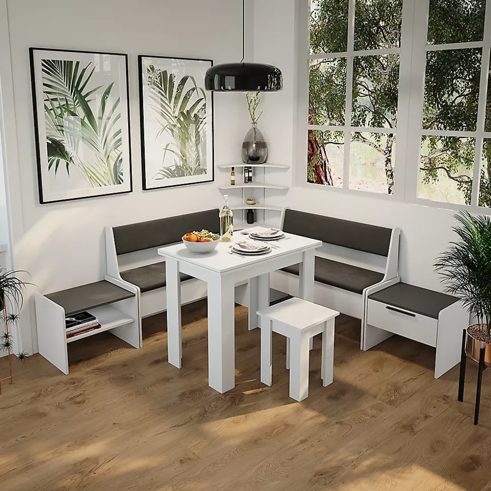 Vicco Banquette de salle à manger blanc/anthracite 53.5x41.1cm avec 1 tiroir