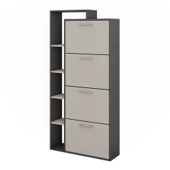Vicco Benne à chaussures Anthracite/gris 80x166.1cm avec 4 compartiments