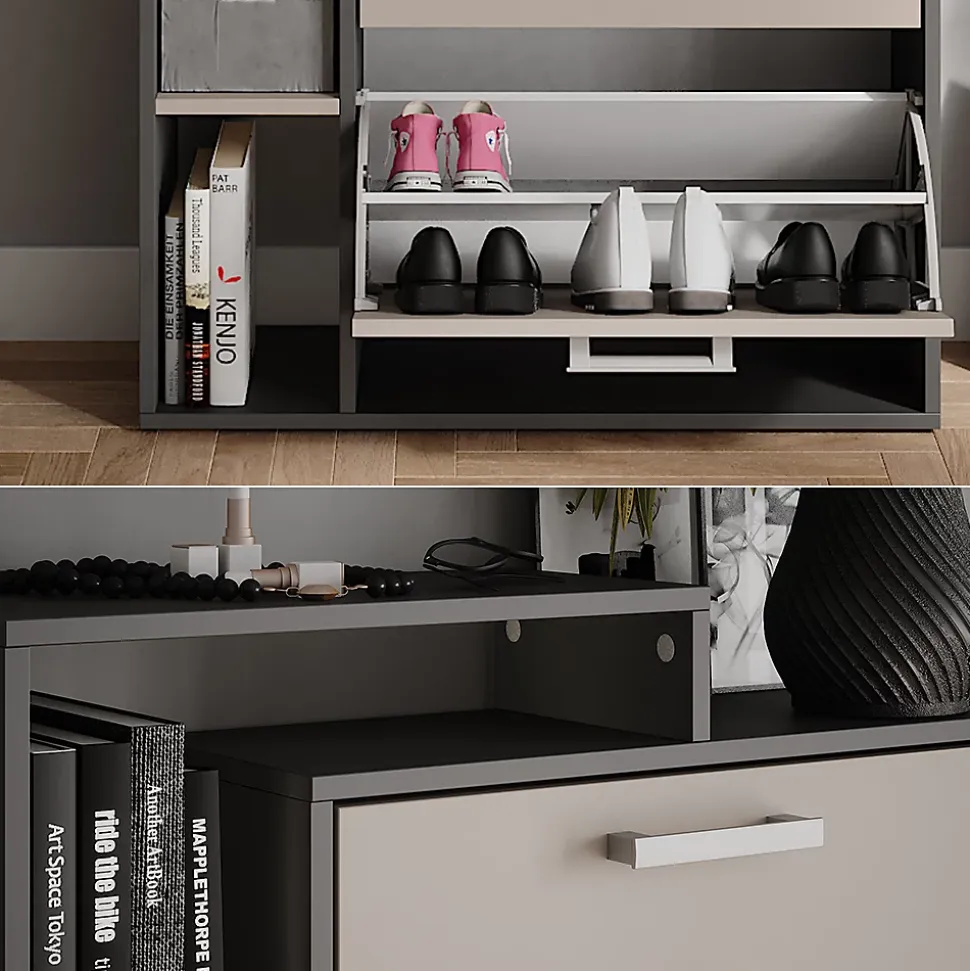 Vicco Benne à chaussures Anthracite/gris 80x166.1cm avec 4 compartiments