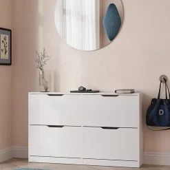 Vicco Benne à chaussures Blanc 116.6x72.5cm avec 4 compartiments