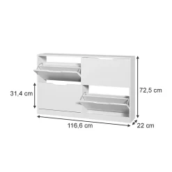 Vicco Benne à chaussures Blanc 116.6x72.5cm avec 4 compartiments