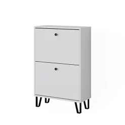 Vicco Benne à chaussures Blanc 60x92cm avec 2 tiroirs rabattables