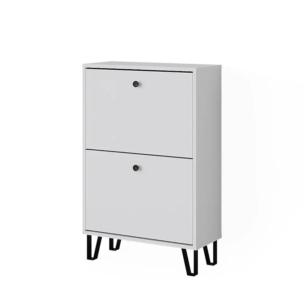 Vicco Benne à chaussures Blanc 60x92cm avec 2 tiroirs rabattables