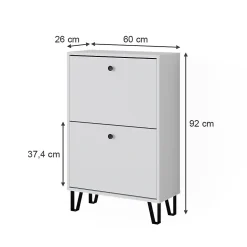Vicco Benne à chaussures Blanc 60x92cm avec 2 tiroirs rabattables