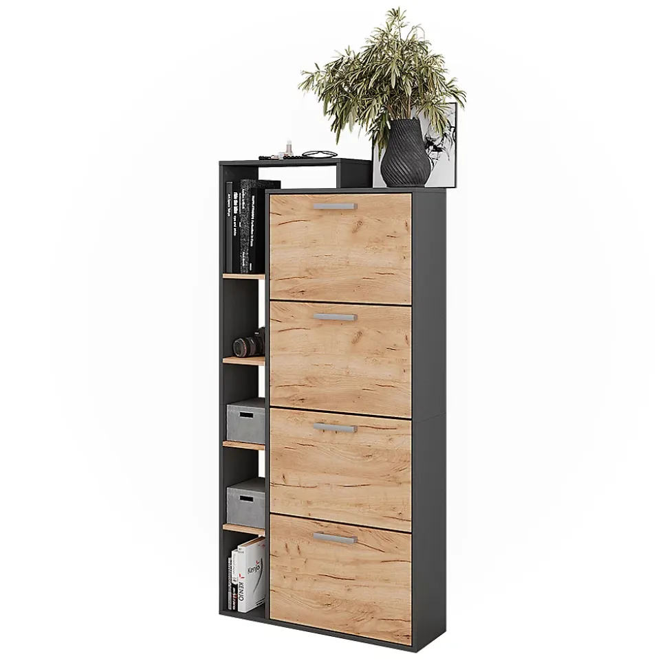 Vicco Benne à chaussures Chêne doré/anthracite 80x166.1cm avec 4 compartiments