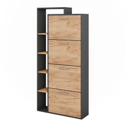 Vicco Benne à chaussures Chêne doré/anthracite 80x166.1cm avec 4 compartiments