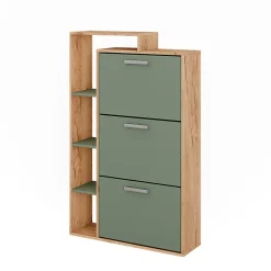 Vicco Benne à chaussures Force dor Chêne/Vert 80x128.3cm avec 3 compartiments