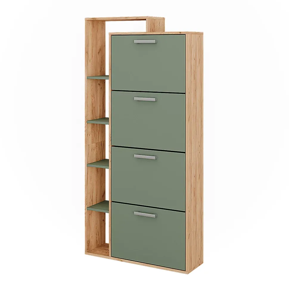 Vicco Benne à chaussures Force dor Chêne/Vert 80x166.1cm avec 4 compartiments