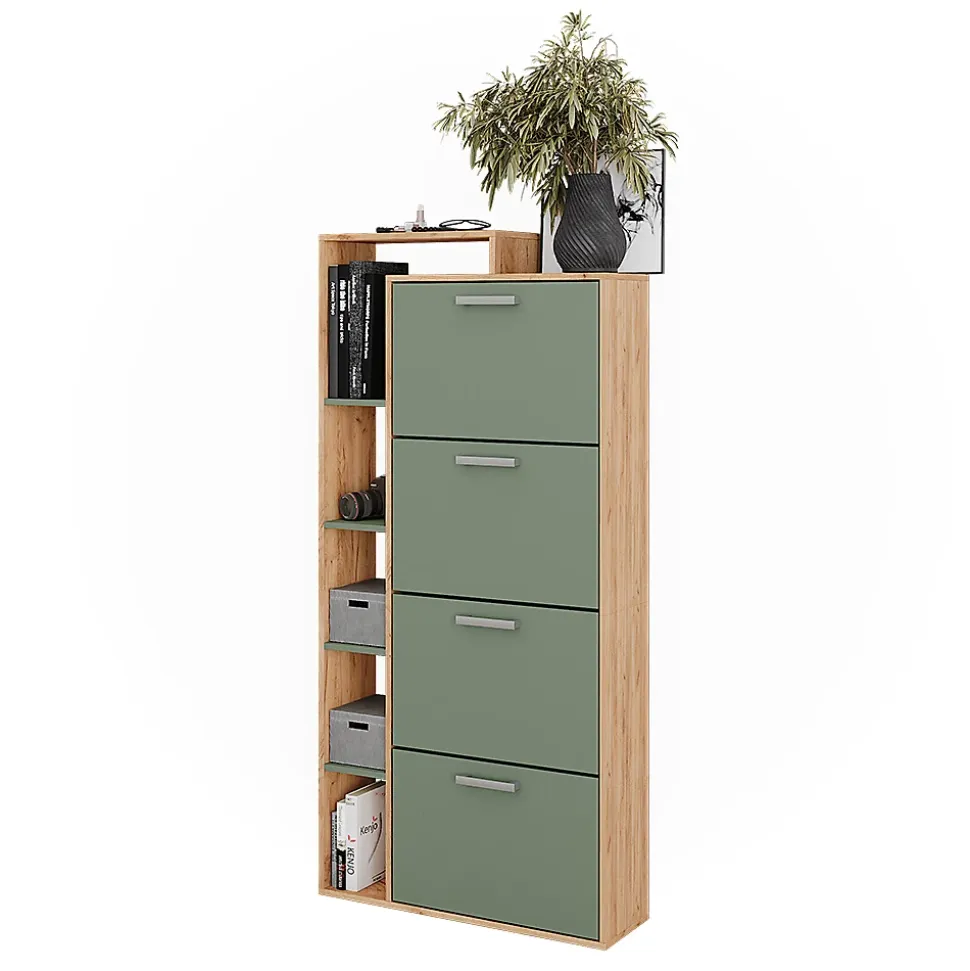 Vicco Benne à chaussures Force dor Chêne/Vert 80x166.1cm avec 4 compartiments