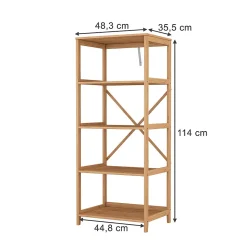 Vicco Bibliothèque Bambou 48.3x144cm avec 5 compartiments