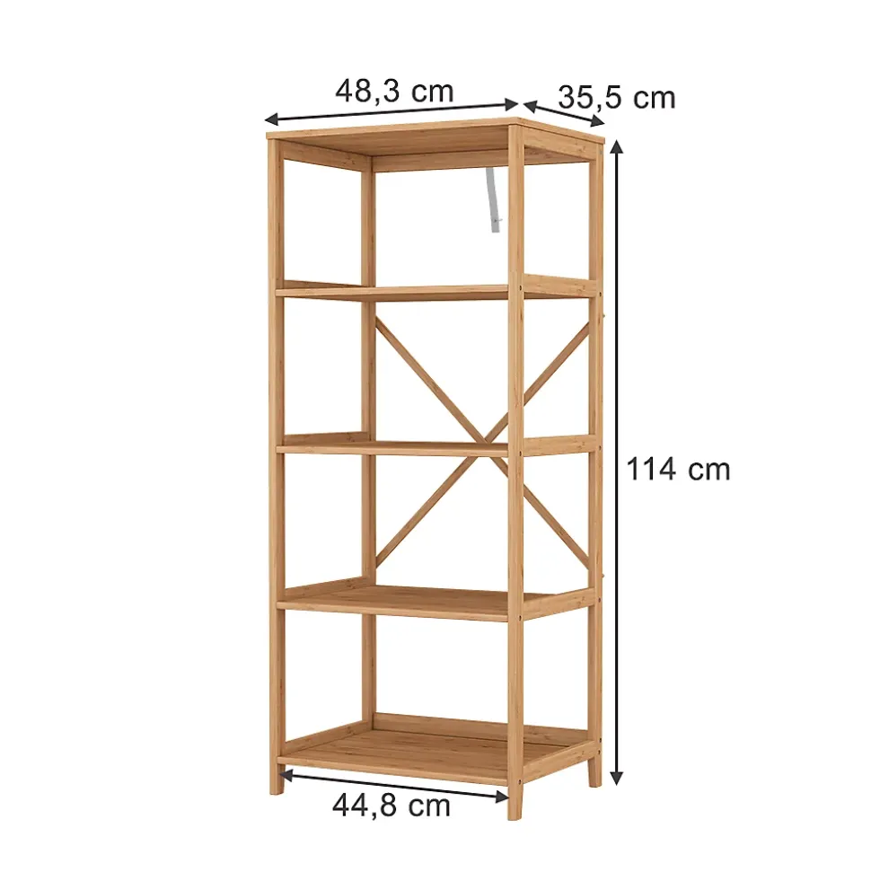 Vicco Bibliothèque Bambou 48.3x144cm avec 5 compartiments