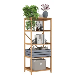 Vicco Bibliothèque Bambou 48.3x144cm avec 5 compartiments