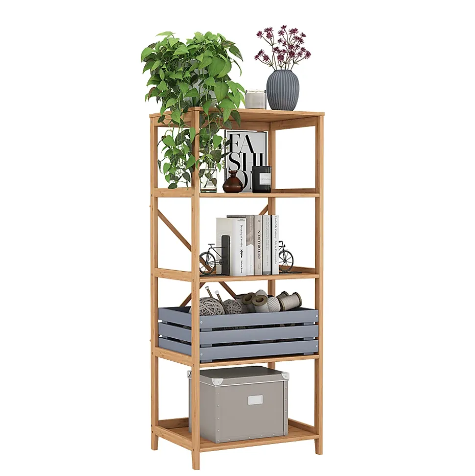 Vicco Bibliothèque Bambou 48.3x144cm avec 5 compartiments