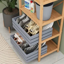 Vicco Bibliothèque Bambou 48.3x144cm avec 5 compartiments