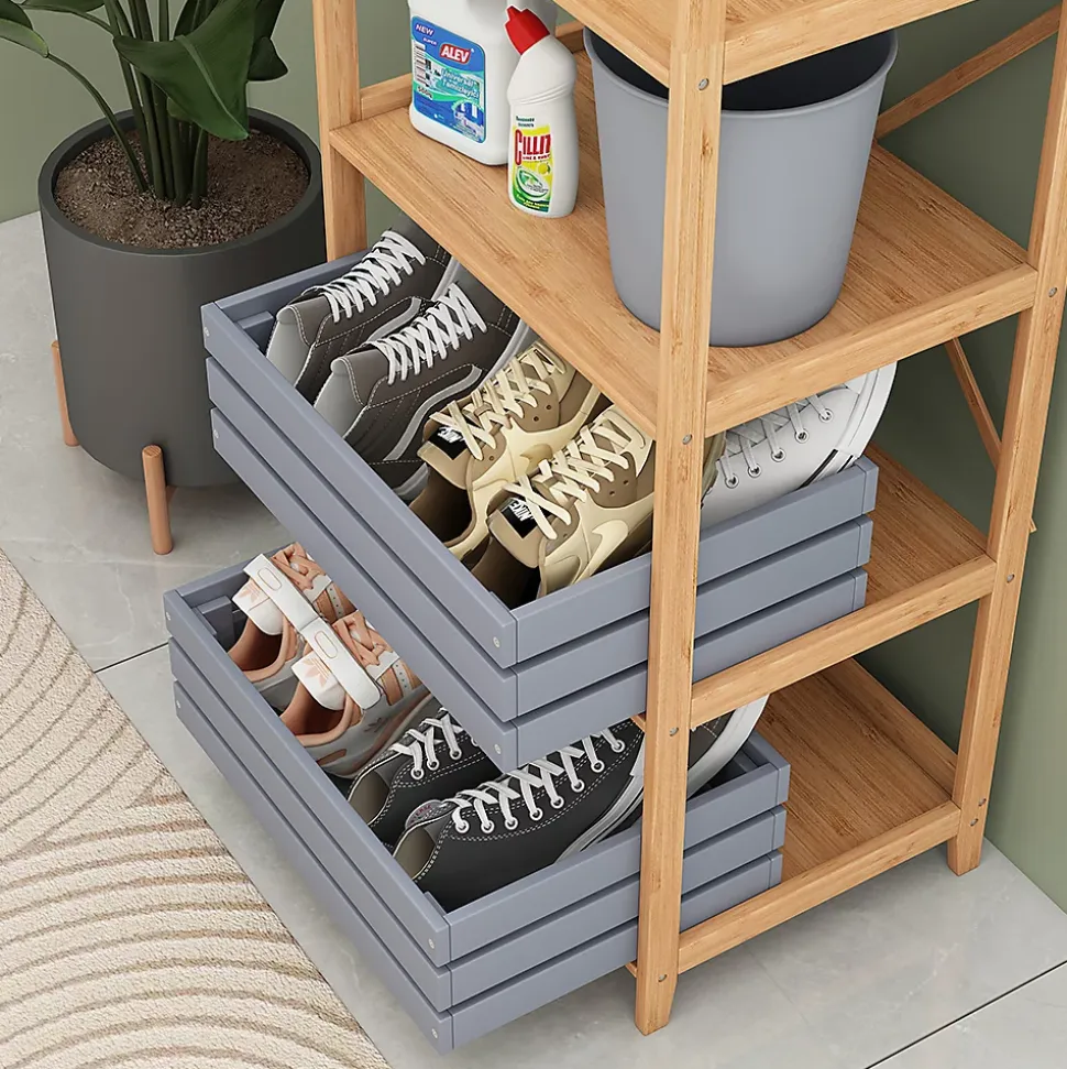 Vicco Bibliothèque Bambou 48.3x144cm avec 5 compartiments